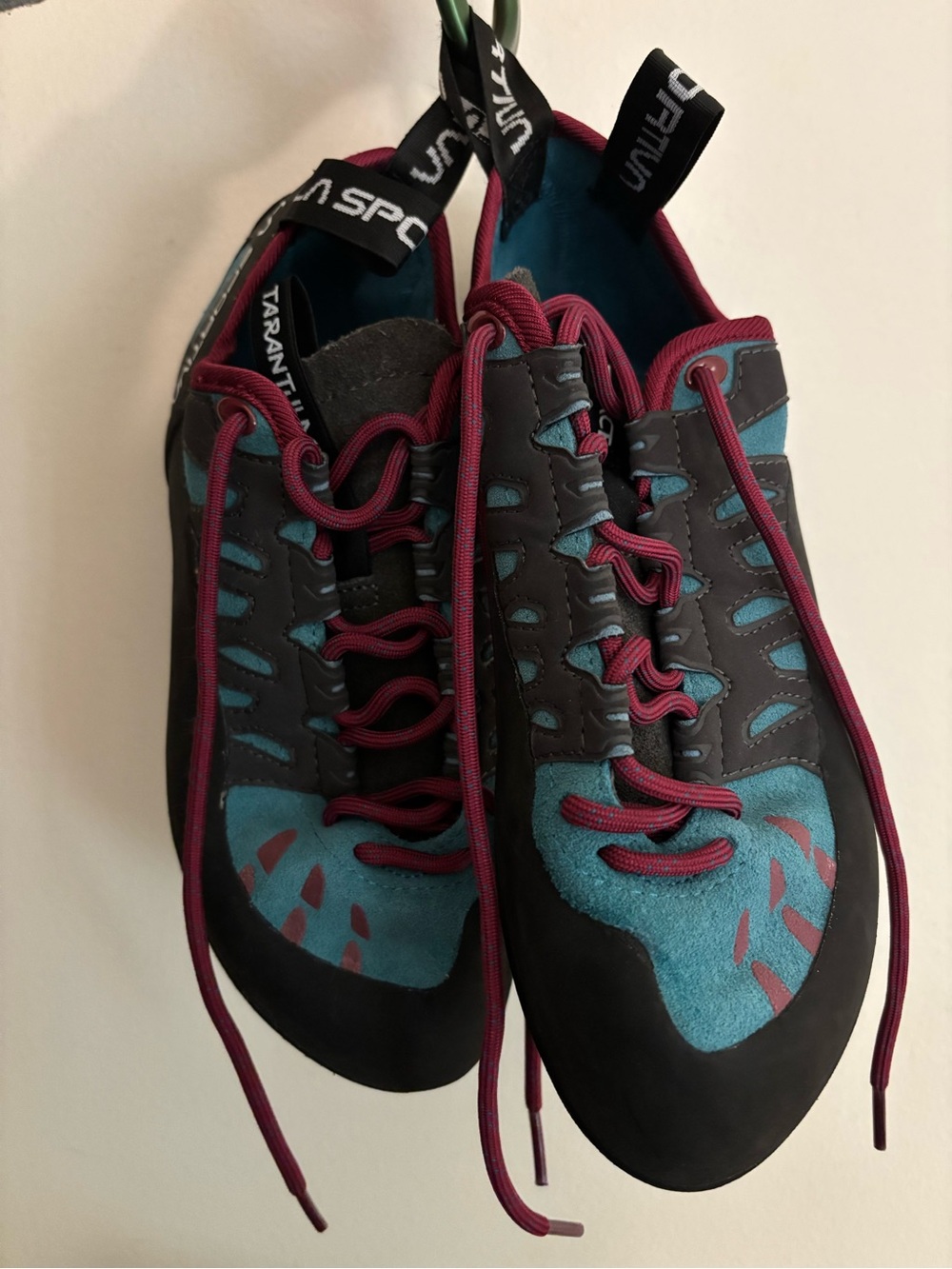 Women’s Teal and Burgundy La Sportiva Climbing Shoes
